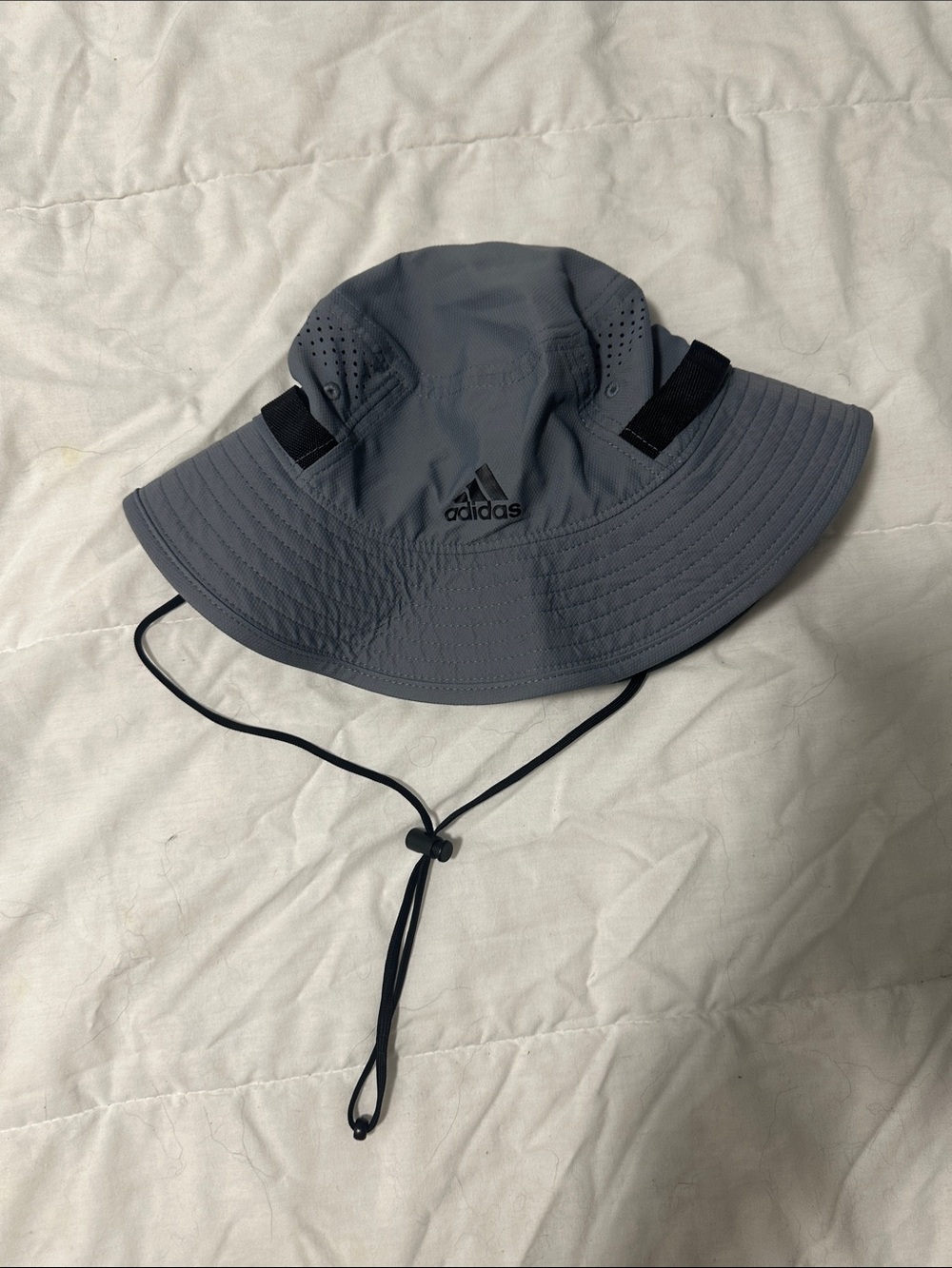 Adidas Unisex Gray Bucket Hat with Chin Cord